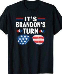 It's Brandon's Turn Anti Biden American Flag Funny TShirt