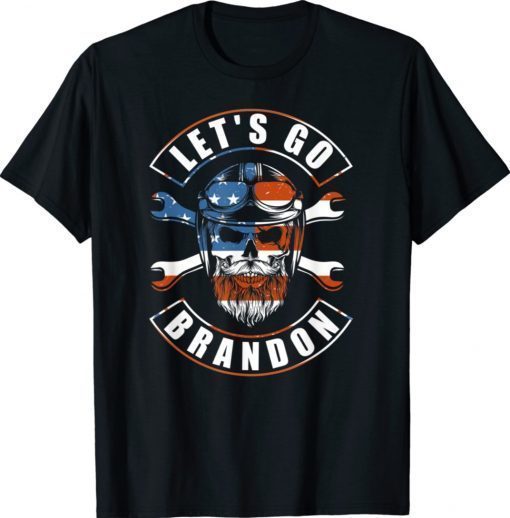 Let's Go Brandon American Biker USA Flag 2021 TShirt