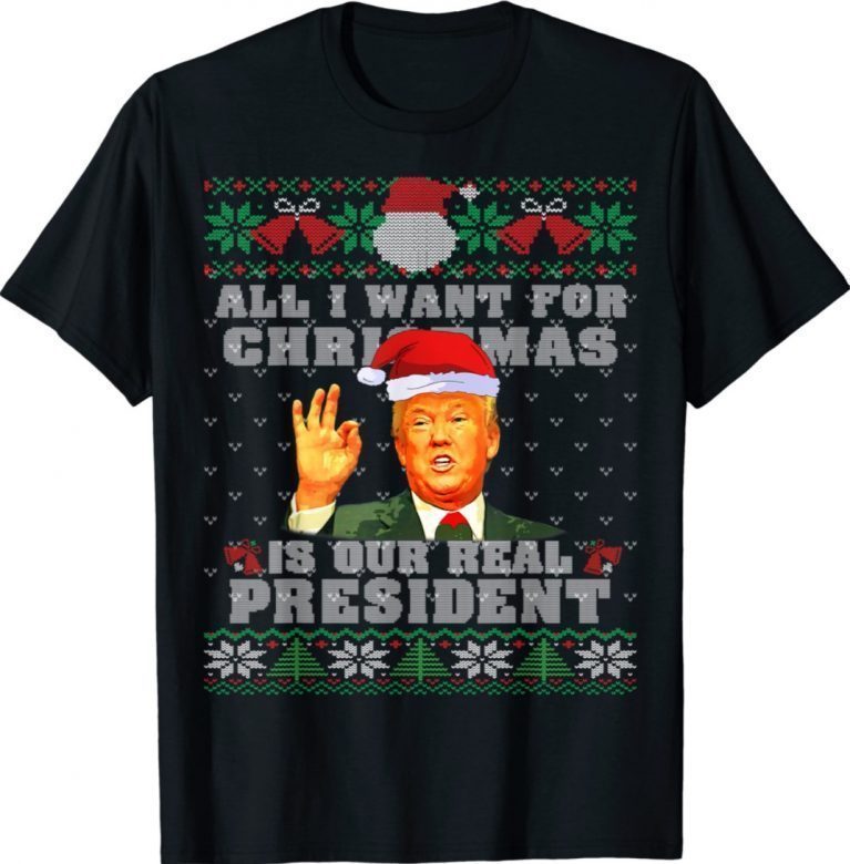 All I Want For Christmas A Real President Ugly Xmas Funny T-Shirt