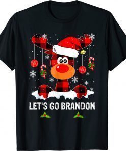 Lets Go Biden Brandon Buffalo Red Plaid Reindeer Christmas Xmas TShirt