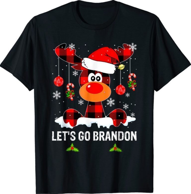 Lets Go Biden Brandon Buffalo Red Plaid Reindeer Christmas Xmas TShirt