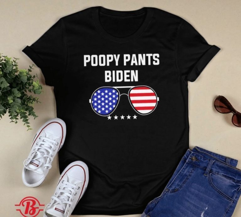 Poopy Pants Biden Sunglasses American Flag Vintage TShirt