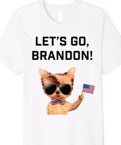 Vintage Let's Go Brandon Dog US Flag Shirts