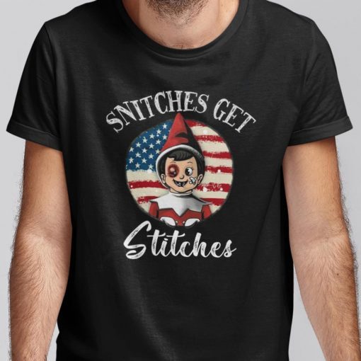 Vintage American Flag Snitches Get Stitches Shirt