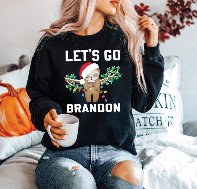 Let's Go Brandon Sleeping Sloth Christmas Xmas TShirt