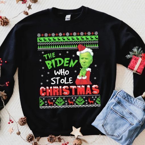 The Biden Who Stole Christmas Grinch Biden Tee Shirt