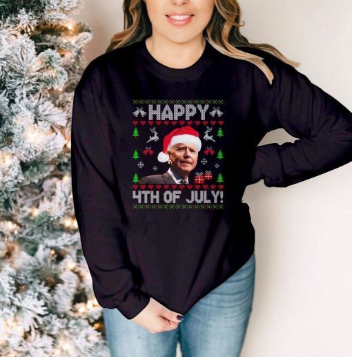 Biden Santa Happy Fourth Of July Ugly Christmas Long Sleeve