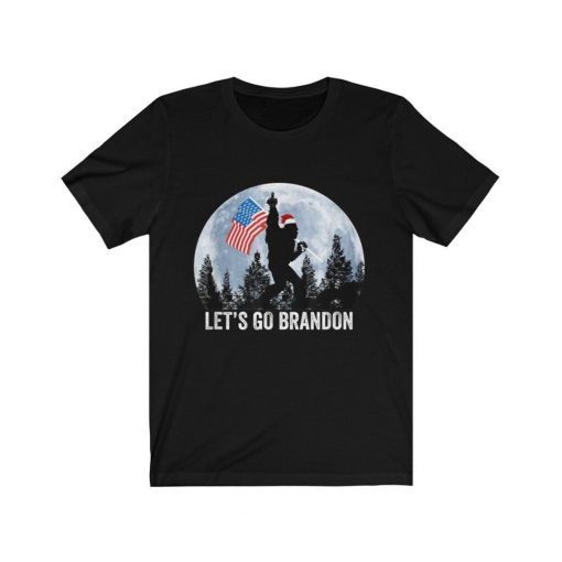 Lets Go Brandon Christmas Bigfoot Moon Tee Shirt