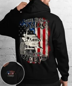 The Best Dads Drive Jeeps American Flag Crack T-Shirt