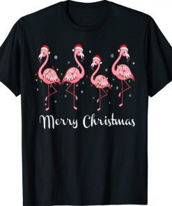 Christmas Flamingo Santa Hat Xmas Lights Flamingo Loves 2022 Shirts