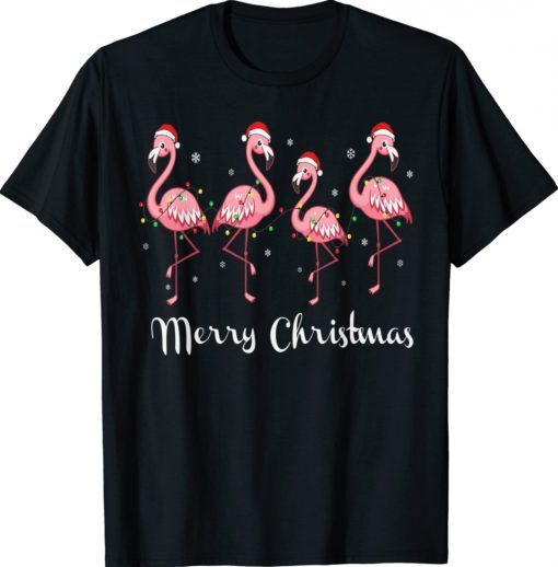 Christmas Flamingo Santa Hat Xmas Lights Flamingo Loves 2022 Shirts