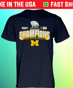 Navy Michigan Wolverines 2021 Big Ten Football Champions Tee Shirt