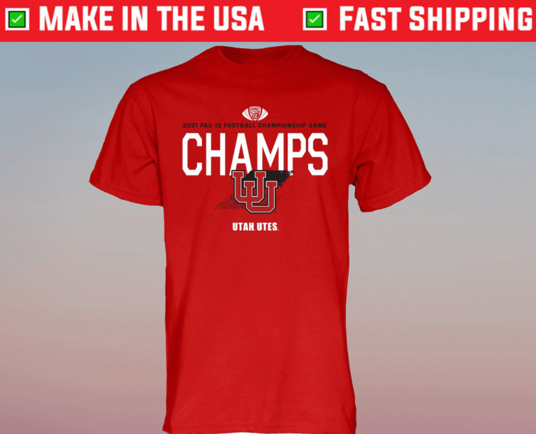 Red Utah Utes 2021 PAC-12 Football Conference Champions Locker Room Tee Shirt