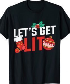 Let's Get Lit Drinking Stock Bomb Santa Hat Christmas Light 2022 Shirts