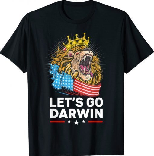 Let’s Go Darwin US Flag Lion Lets Go Darwin Vintage Tee Shirt