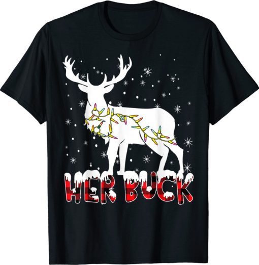 Her Buck His Doe Reindeer Xmas Pajamas Matching Couples Fun 2022 Shirts