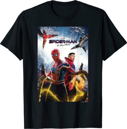 Spider Man No Way Home Group Shot Face Off Poster Tee Shirt