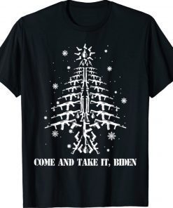 Come And Take It Biden Guns Christmas Tree Snowflakes Funny TShirt