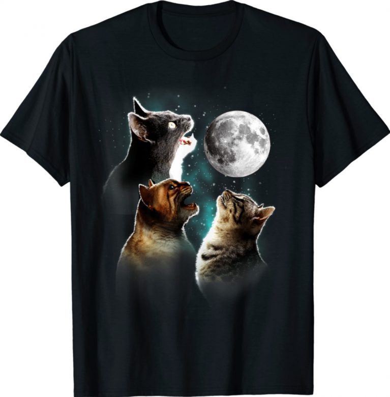 Cats Meowling At Moon Cat Lover Gift TShirt