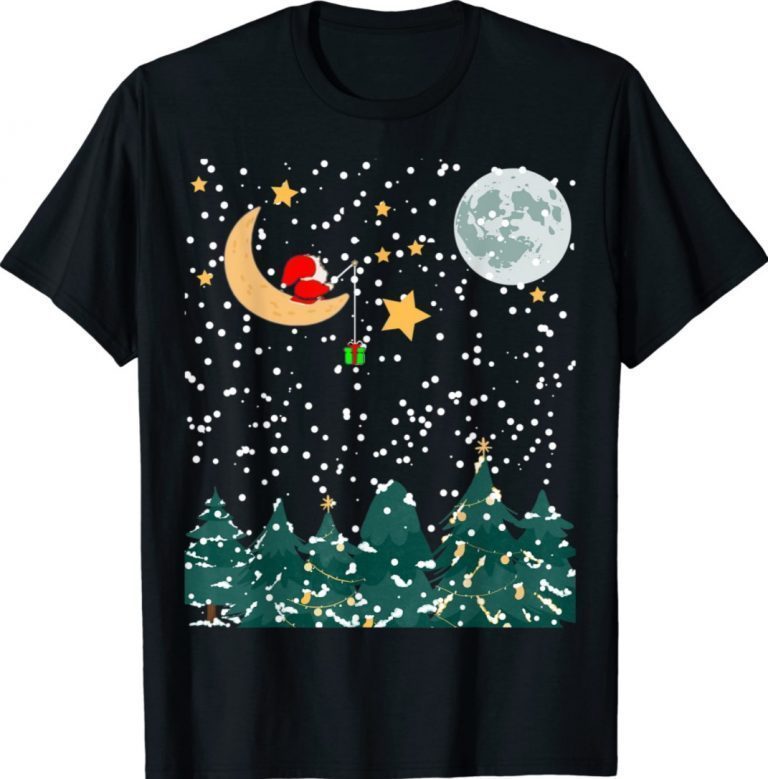 Santa fishing for ugly christmas sweater 2021 tee shirt