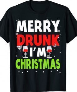 Merry Drunk I'm Christmas Naughty Drinking Funny TShirt