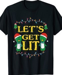 Let's Get Lit Drinking Santa Hat Christmas Lights Gift TShirt