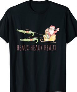 Cajun Santa Alligator Heaux Heaux Heaux Christmas 2022 T-Shirt