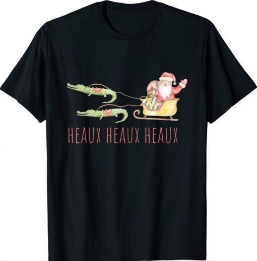 Cajun Santa Alligator Heaux Heaux Heaux Christmas 2022 T-Shirt