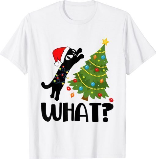 Cat Santa Claus Christmas Tree Pajamas Xmas Kitten Funny Shirts