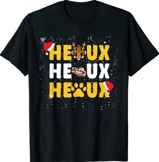 Cajun Santa Tigers Heaux Heaux Heaux Christmas Gift TShirt