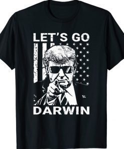 Funny Let's Go Darwin Trump Flag Tee Shirt
