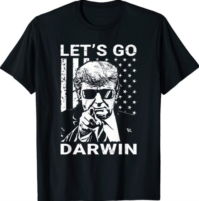 Funny Let's Go Darwin Trump Flag Tee Shirt