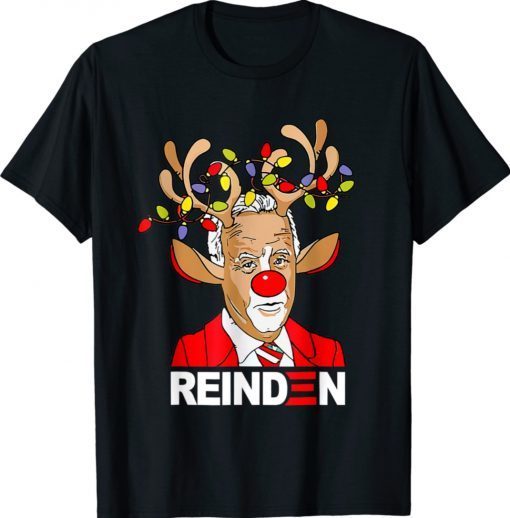 Reindeer Biden Reinden Lights Ugly Christmas Gift T-Shirt