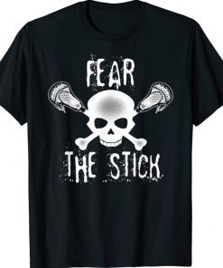 Lacrosse Fear the Stick Skull Crossbones Vintage TShirt