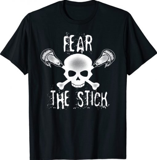 Lacrosse Fear the Stick Skull Crossbones Vintage TShirt