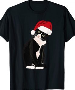 Tuxedo Cat Meow Christmas Cat Catmas Cute Tuxie Lover Tee Shirt