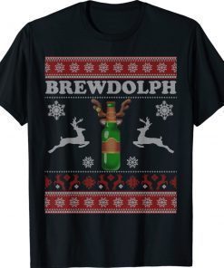 Brewdolph Ugly Christmas Beer Lover Craft Beer Brewer Gift T-Shirt