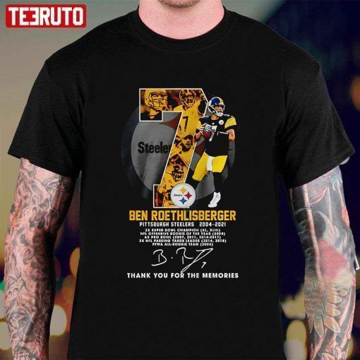 Ben Roethlisberger Pittsburgh Steelers 2004 2021 Thank You For The Memories Tee Shirt