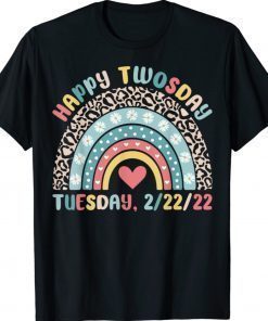 February 2nd 2022 2-22-22 School Rainbow Happy Twosday 2022 Vintage TShirt