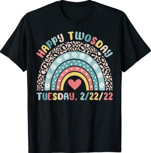 February 2nd 2022 2-22-22 School Rainbow Happy Twosday 2022 Vintage TShirt