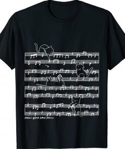 Cute Musical Kitty Cat Knocking Over Piano Sheet Music Vintage TShirt