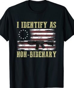 Gun American Flag Patriots I Identify As Non-Bidenary Vintage TShirt