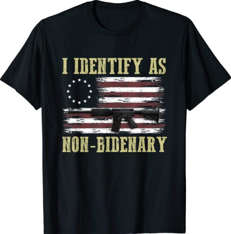 Gun American Flag Patriots I Identify As Non-Bidenary Vintage TShirt