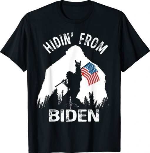 Bigfoot USA Flag Hidin From Biden Vintage TShirt