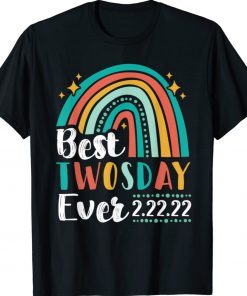 Vintage Happy Twosday 2022 Shirt Blue Rainbow Twos Day 2/22/22 Shirts