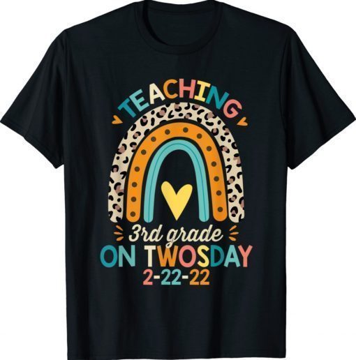 Teaching 3rd Grade On Twosday Teacher 2-22-22 Rainbow Vintage TShirt