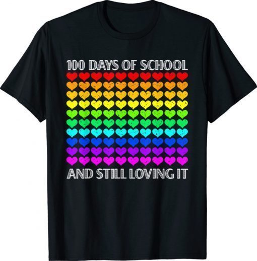 100 Days of school and still loving it Teacher Student Heart Vintage TShirt