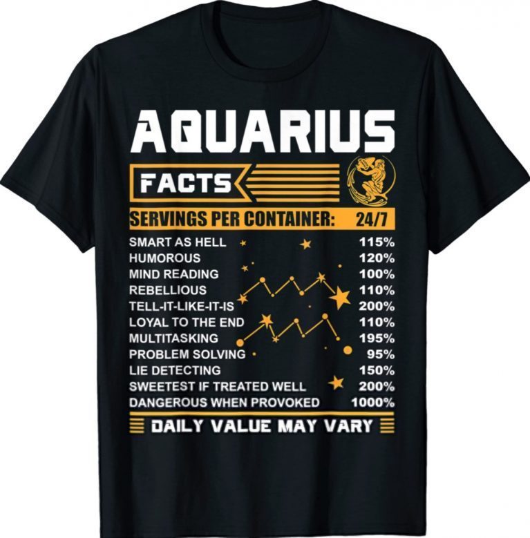 Aquarius Facts Zodiac Aquarius Birthday Gift TShirt