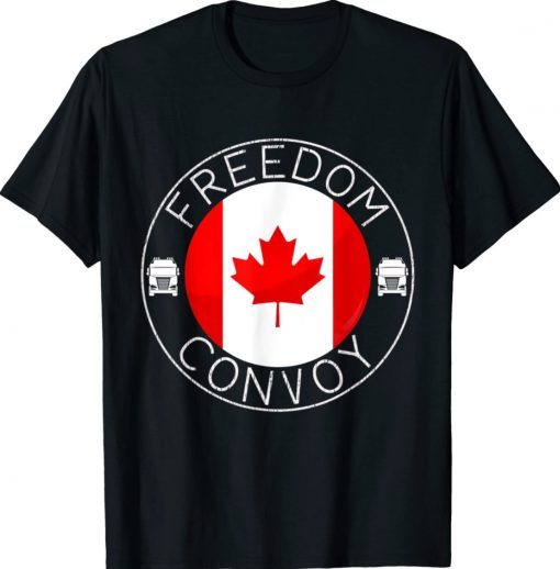 Canada Flag Freedom Convoy 2022 Canadian Trucker Maple Leaf Vintage TShirt