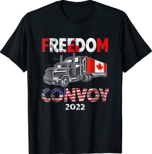 Freedom Convoy TRUCKER American Flag Canada Flag 2022 T-Shirt